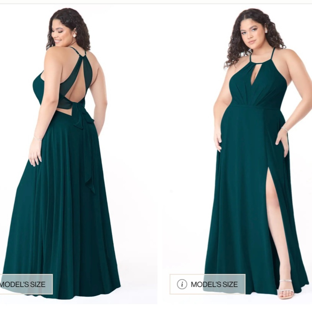 Azazie Evalleen Pine Backless Chiffon Dress